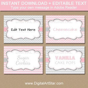 printable pink and gold candy buffet labels baby shower tent etsy