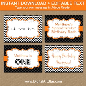 Printable Halloween Labels, EDITABLE Halloween Buffet Cards, Printable Halloween Birthday Food Labels, Halloween Candy Buffet Label Template image 1