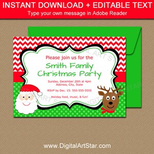 Holiday Party Invitations Christmas Party Invitation Download Christmas Printables Holiday Printables Digital Christmas Card C4 image 1
