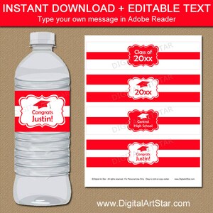 Graduation Class of 2022 Celebration Water Bottle Label Wrap ...