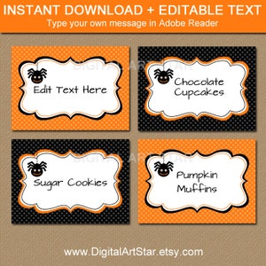 Halloween DIY Food Labels Printable Food Tags Halloween Tent Cards