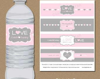 Wedding Water Bottle Labels DIY Bridal Shower Water Labels | Etsy