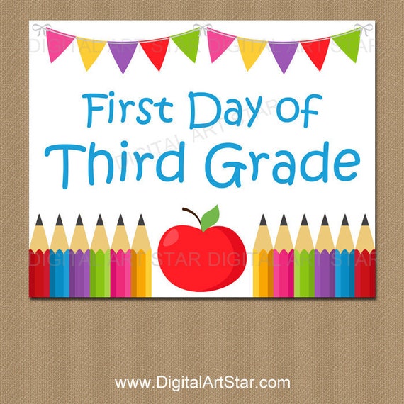 First Day Of Third Grade School Sign Back To School 3rd Grade Sign 