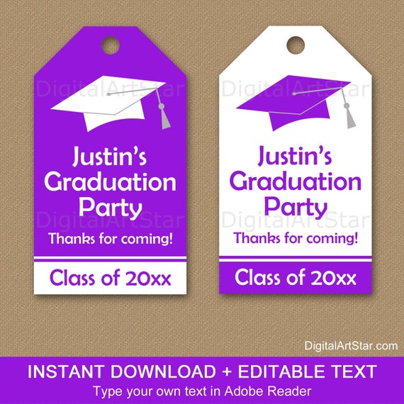 Purple Graduation Favor Tags - 2023 Graduation Thank You Tags - High School Graduation Gift Tags - College Graduation Hang Tag Printable G1 Il_570xn