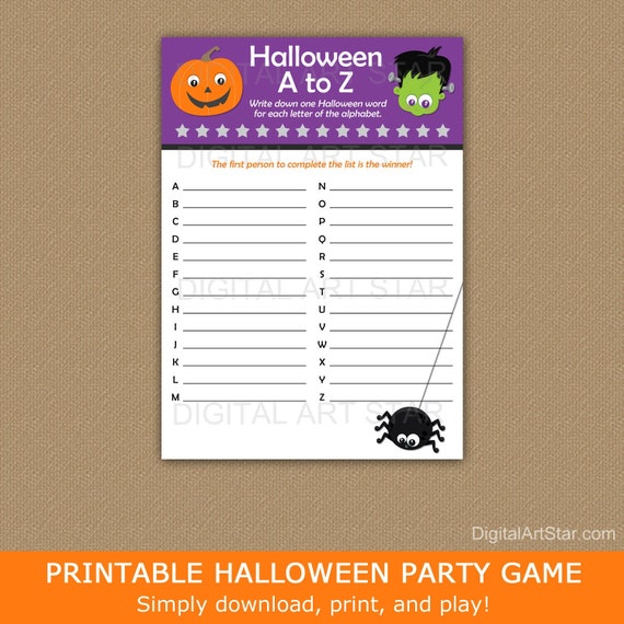 A To Z Halloween Game Printable Halloween Games Kids Halloween a-to-z-halloween-game-printable-halloween-games-kids-halloween