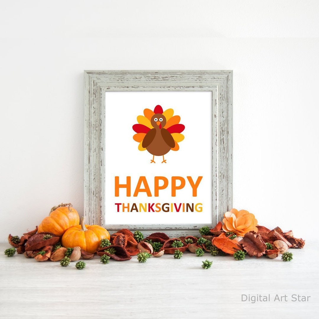 Happy Thanksgiving Printable Sign Thanksgiving Wall Decor Turkey Wall Happy Thanksgiving Printable Sign Thanksgiving Wall Decor Turkey Wall