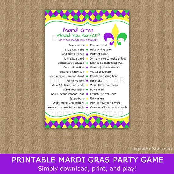 mardi gras games for parties