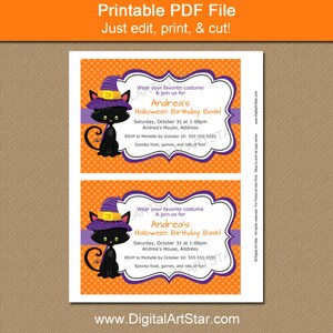 Cute Halloween Invitation Printable, Kids Halloween Party Invitation, Kids Birthday Halloween Invites, Girl Birthday Invitation Template image 2