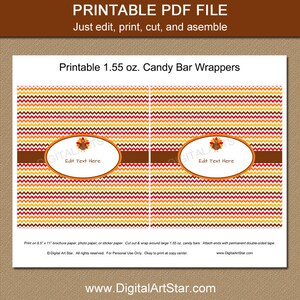 Thanksgiving Printable Candy Bar Wrappers Editable Template - Etsy