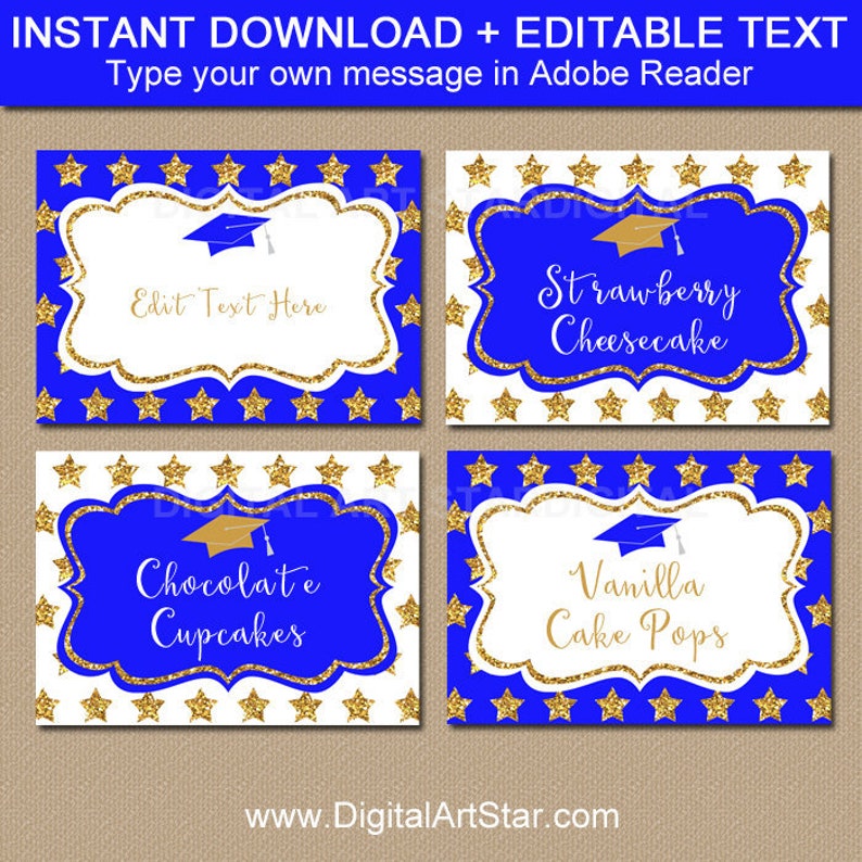Royal Blue and Gold Graduation Candy Buffet Labels Graduation Etsy