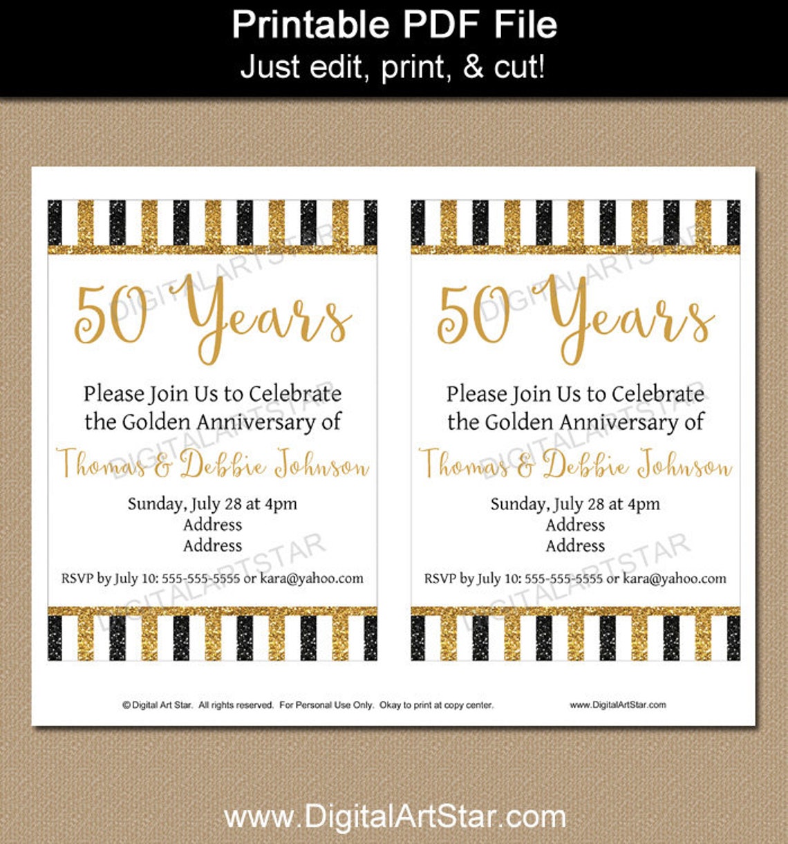 50th Anniversary Invitation Template Golden Anniversary Party - Etsy