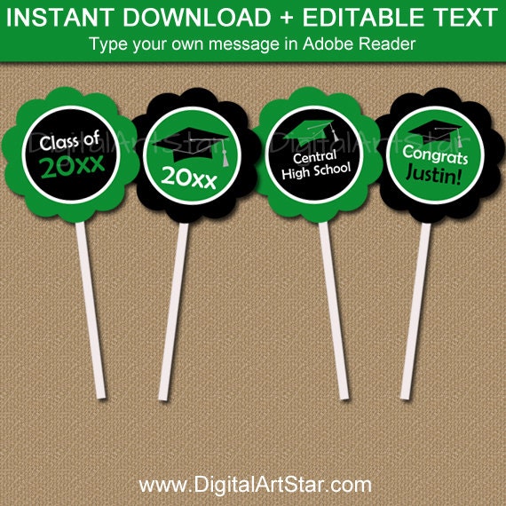 graduation cupcake topper printable graduation party decorations high