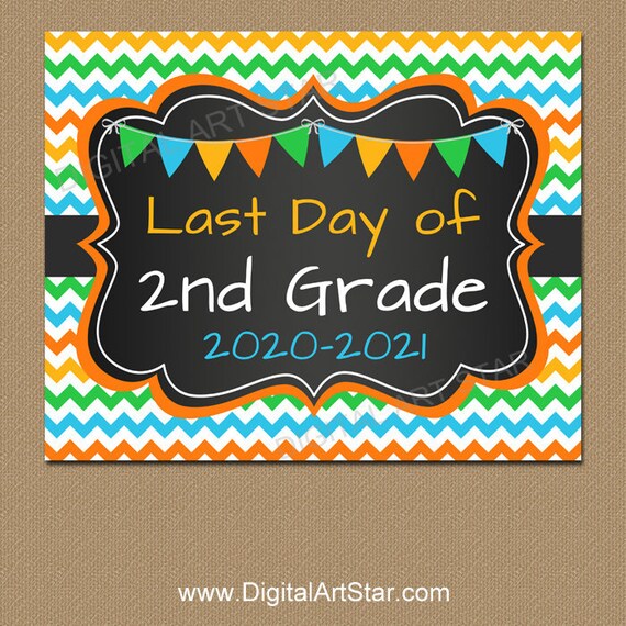 Last Day of Second Grade Sign Boy, Printable Last Day of School Chalkboard Sign 2020-2021, End of School Year Photo Prop Instant Download S1 Il_570xn