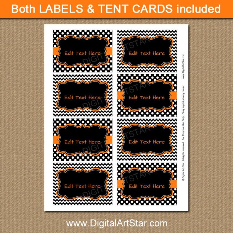 halloween candy buffet labels editable printable halloween etsy