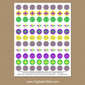 Mardi Gras Candy Stickers, imprimable Mardi Gras Stickers, DIY Party Favors, Mardi Gras Birthday Idea, Candy Labels Téléchargement instantané M1 image 2