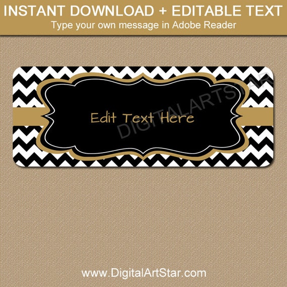 Printable Include Labels - Black Gold Chevron Return Cover Label - EDITABLE Phrases Deal with Label Template Child Shower Bridal Shower Labels image regarding Gold Printable Labels known as Printable Deal with Labels - Black Gold Chevron Return Protect Label - EDITABLE Terms Go over Label Template Youngster Shower Bridal Shower Labels