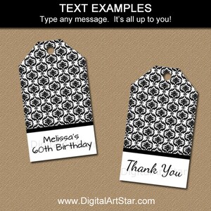 Black and White Printable Tags, Black and White Tags for Birthday ...