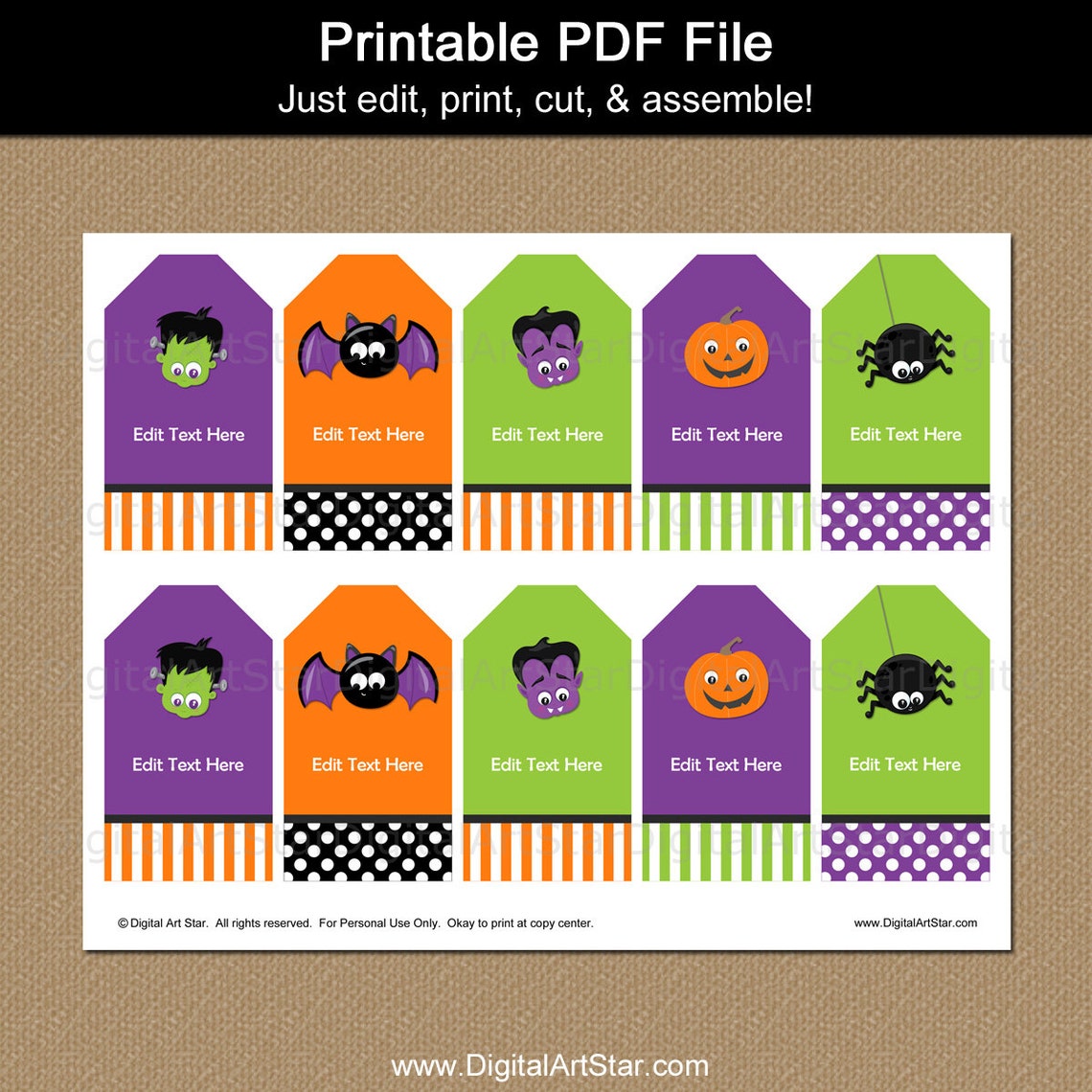 Printable Gift Tags for Halloween Halloween Tags Editable Etsy