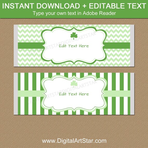 printable st patricks day candy bar wrappers instant download shamrock candy bar labels template st patricks day chocolate treats bb7 by digital art star catch my party
