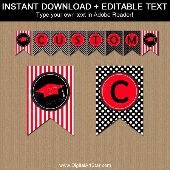 Printable Graduation Banner, High School Graduation Party Decorations, Red  and Black Graduation Banner 2024, Pennant Banner Template G4 - Etsy