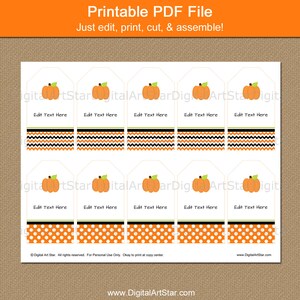 Printable Halloween Tags Pumpkin Halloween Tags Pumpkin Tags for Baby Shower Pumpkin Favor Tags EDITABLE Halloween Gift Tags BB7 image 2