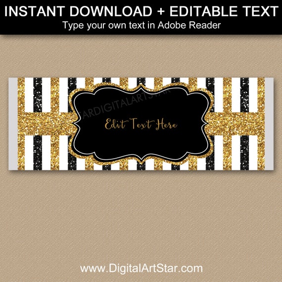 Birthday Party Chocolate Wrappers, Black Gold Glitter Candy Bar Wrappers, 50th Birthday Party Favors, 50th Wedding Anniversary Favors B4 Il_570xn