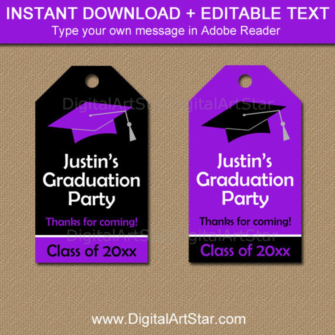 2023 Graduation Favor Tags Purple Graduation Printable Tags Etsy