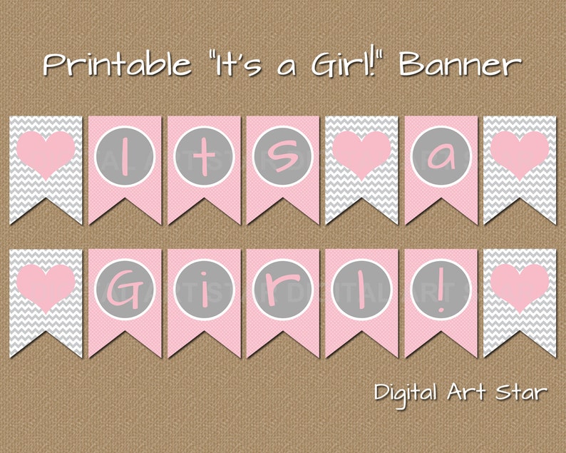 printable baby shower banner diy its a girl banner pink etsy