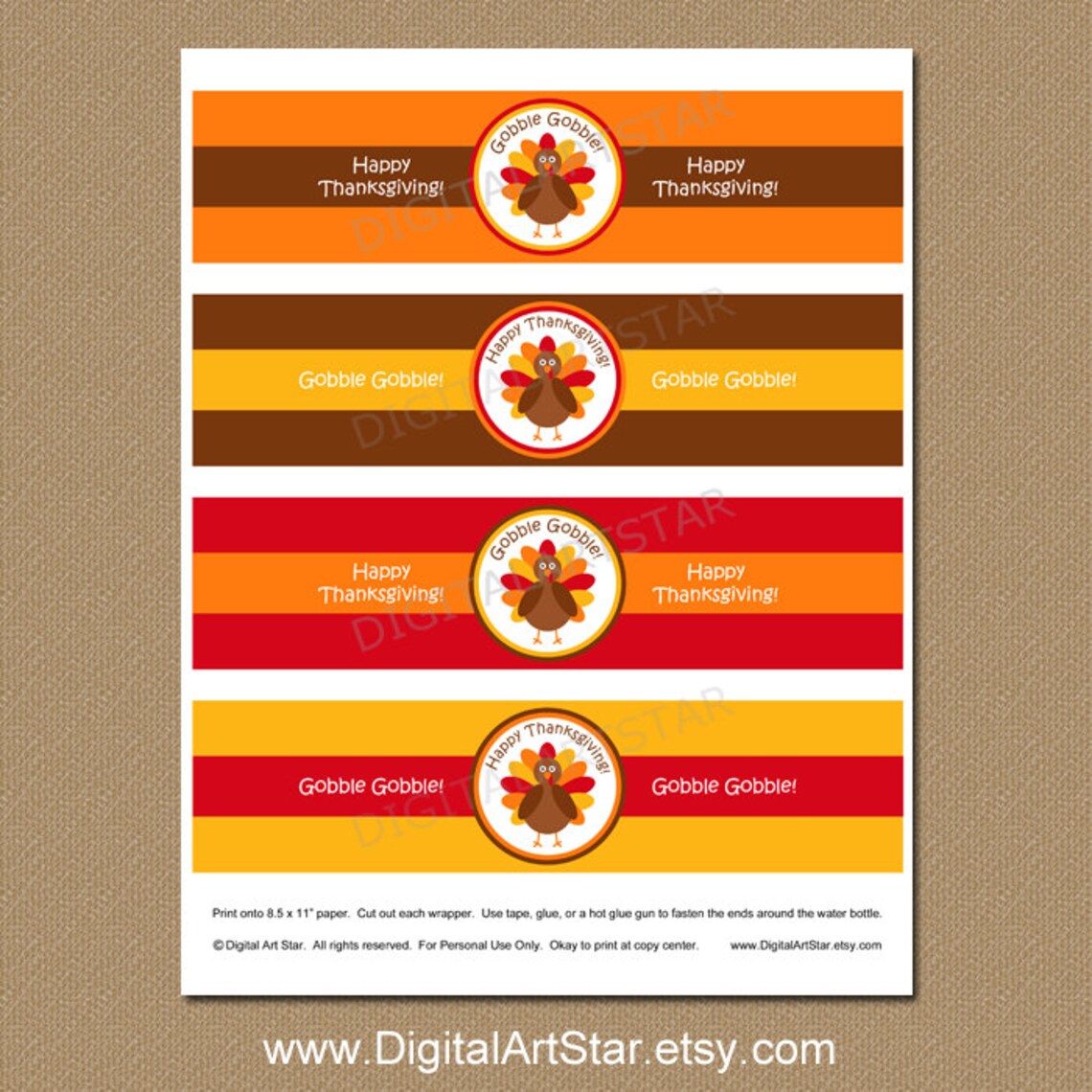 Thanksgiving Water Bottle Labels Digital Printable - Etsy