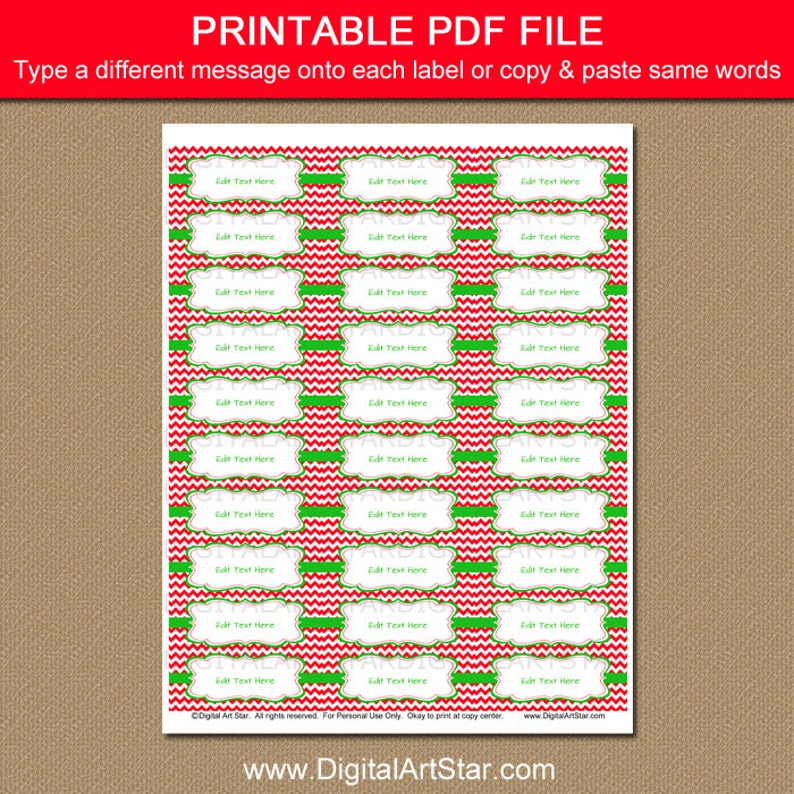 Christmas Address Label Template Editable Printable Christmas Etsy