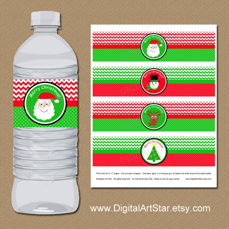 Free christmas water bottle labels
