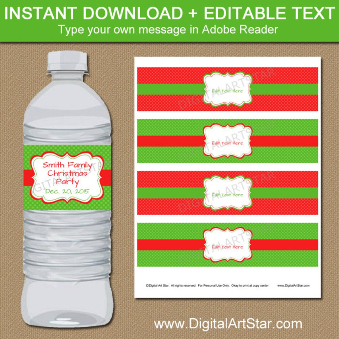 Printable EDITABLE Christmas Drink Labels Christmas Party Printables ...