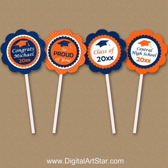 Personalized Graduation Cupcake Toppers Printable, High School Graduation Party Decorations 2021, Cupcake Picks, Graduation Party Ideas G6 Il_570xn