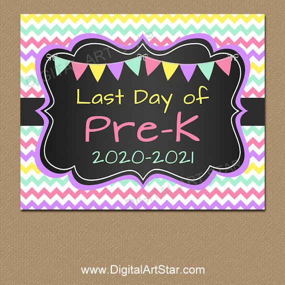 Last Day of Pre-K Sign, Last Day of Pre K School Sign, Last Day of Pre K Chalkboard Sign, Last Day of School Printable Sign for Girls S1 Il_570xn