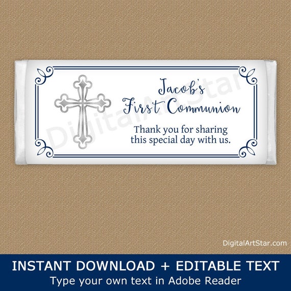 First Communion Candy Wrappers for Boy, Chocolate Bar Wrappers ...