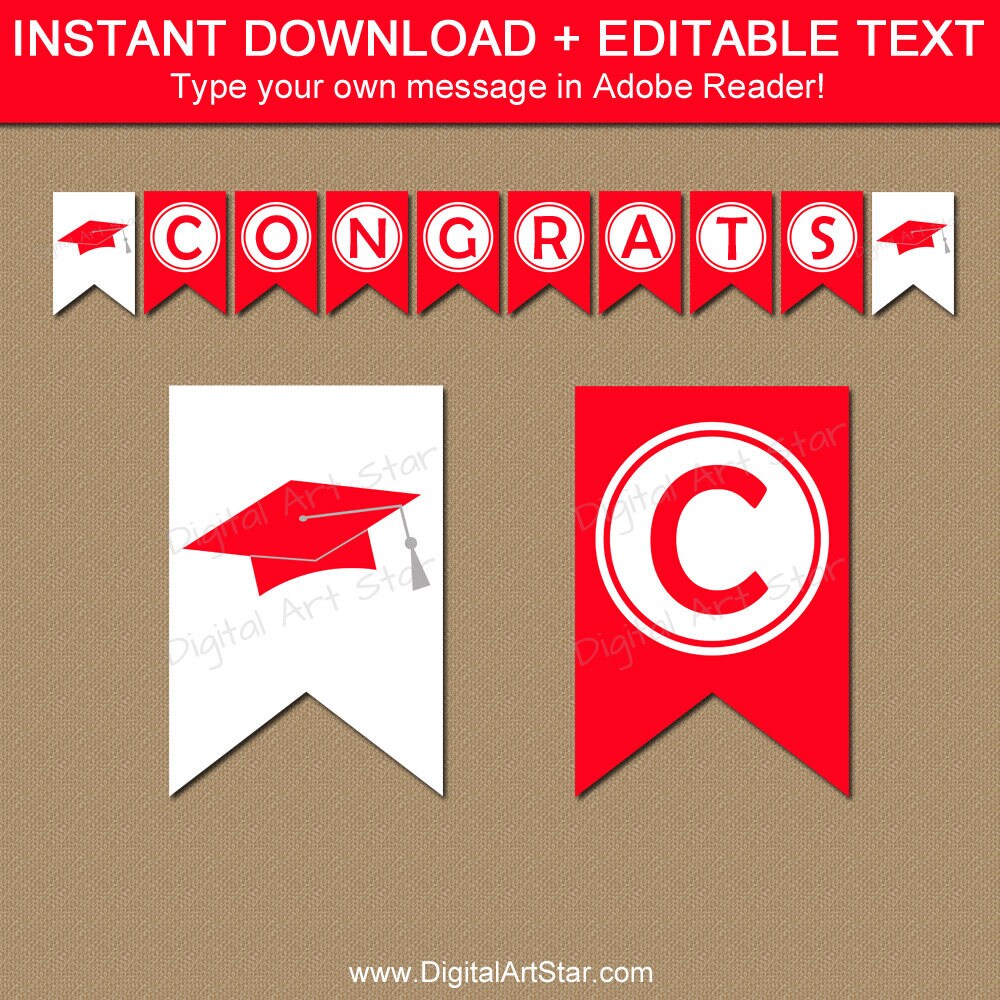 Graduation Party Banner Red Graduation Banner High School Etsy