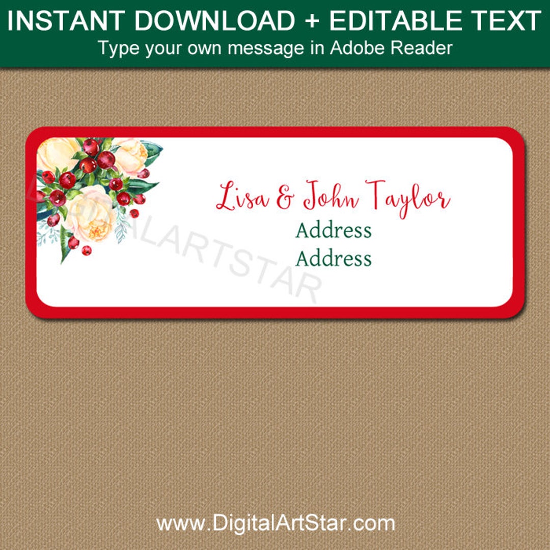 Christmas Address Label Download, Printable Address Label Template ...