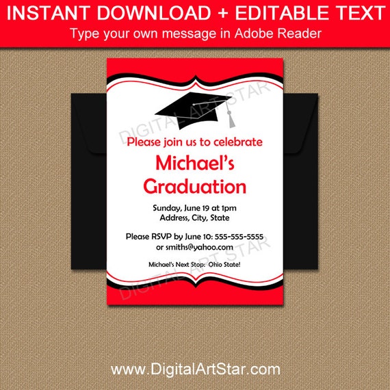 graduation invitation instant download printable graduation party printable graduation party invitations