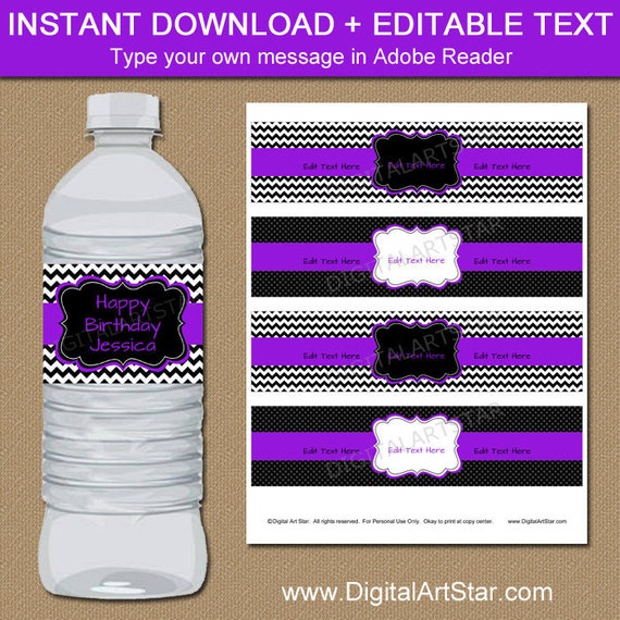 Girl Birthday Decorations Printable Water Bottle Label Template