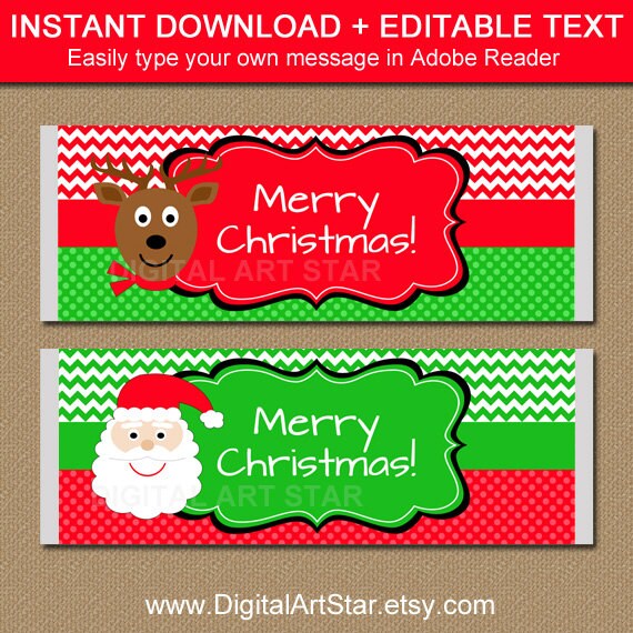 EDITABLE Christmas Chocolate Bar Wrappers - Printable ...