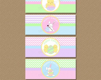 Easter Napkin Rings Printable, Easter Napkin Wraps, Easter Party Decorations, Easter Table Decor, Happy Easter Printable Instant Download