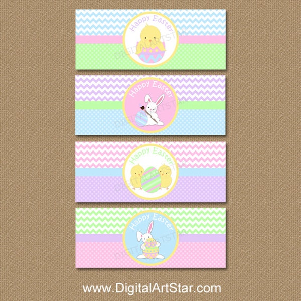 Easter Napkin Rings Printable, Easter Napkin Wraps, Easter Party Decorations, Easter Table Decor, Happy Easter Printable Instant Download