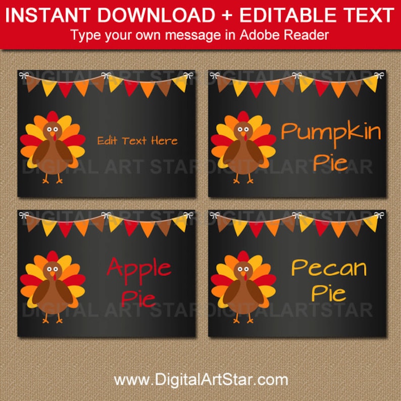 Thanksgiving Food Labels EDITABLE Thanksgiving Buffet Cards Printable Thanksgiving Place Cards Table Tents Food Tents Fall Labels image 1