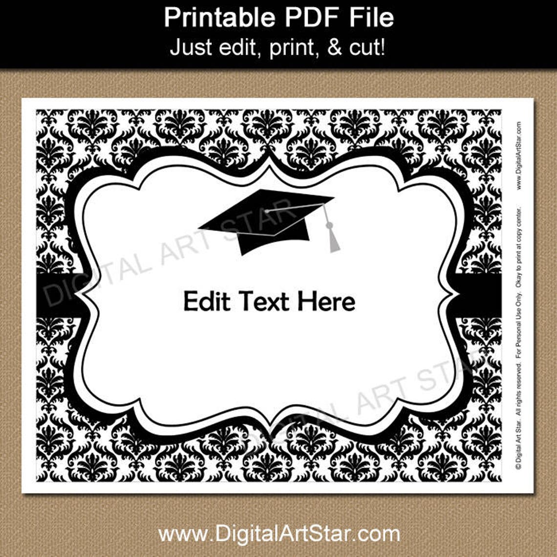 Graduation Sign Printable Black and White Graduation Party - Etsy