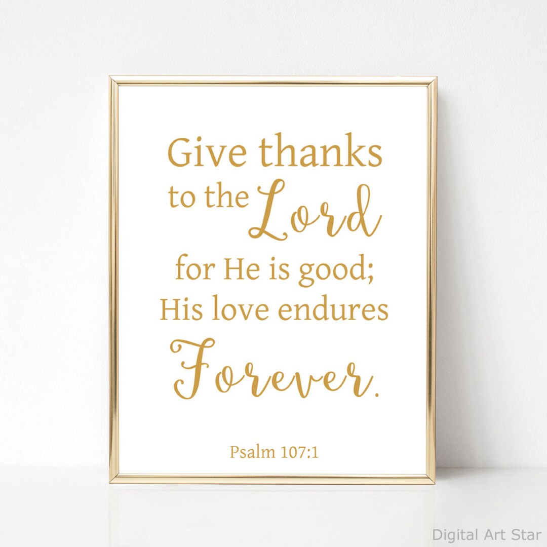 Printable Scripture Wall Art, Bible Verse Wall Decor, Give Thanks to ...