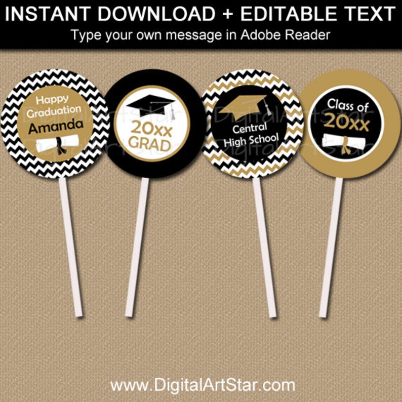 Black and Gold Graduation Party Decorations Printable - Etsy