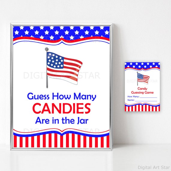 Guess How Many Candies Are in the Jar 4th of July Candy Guessing Game ...