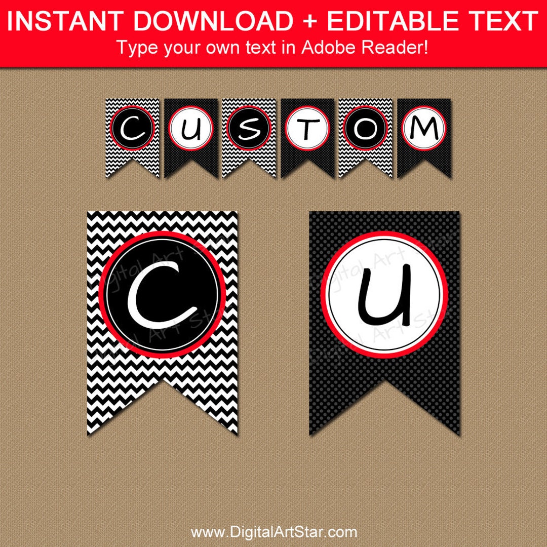 Black and White Banner Printable Black and White Party Decorations