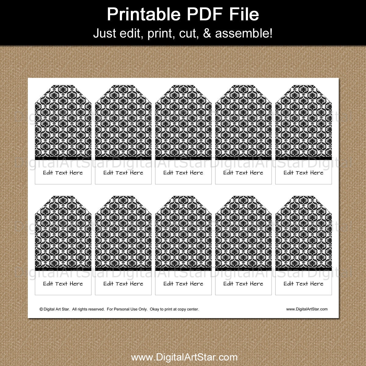 Black and White Printable Tags Black and White Tags for | Etsy