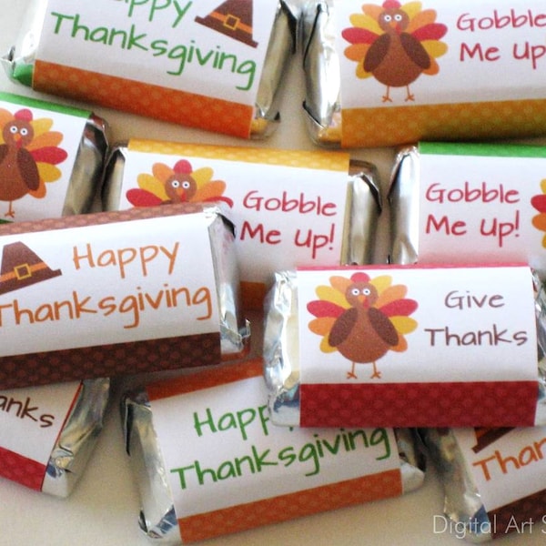 Thanksgiving Party Favors - Printable Thanksgiving Candy Bar Wrappers - Thanksgiving Favors - Mini Candy Wrappers - Turkey Candy Favors T1